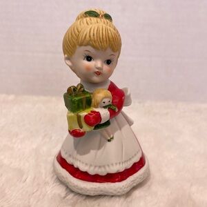 Vintage HOMCO 5401 girl holding doll & Christmas  presents